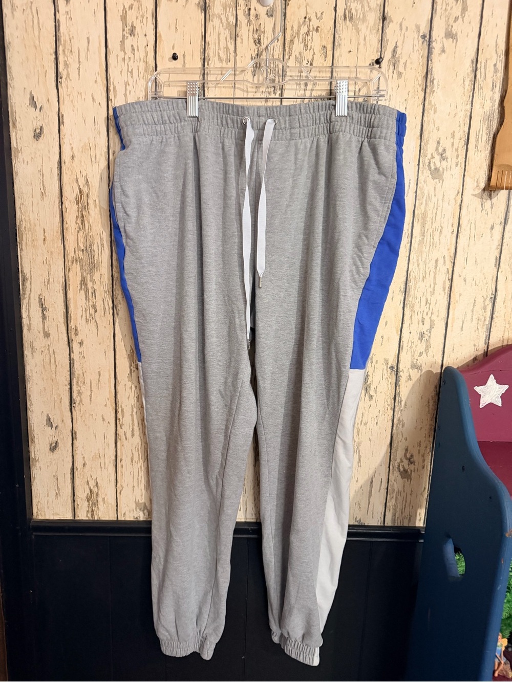 MT Men's Grey Joggers with Blue Side Panels